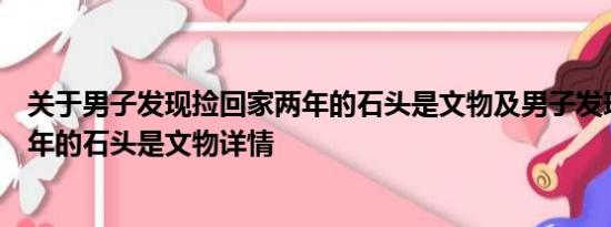 关于男子发现捡回家两年的石头是文物及男子发现捡回家两年的石头是文物详情