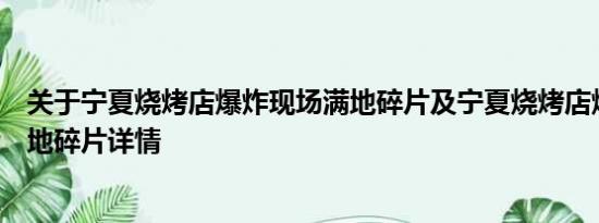 关于宁夏烧烤店爆炸现场满地碎片及宁夏烧烤店爆炸现场满地碎片详情