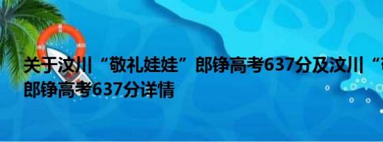 关于汶川“敬礼娃娃”郎铮高考637分及汶川“敬礼娃娃”郎铮高考637分详情