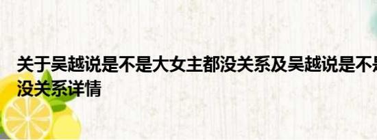 关于吴越说是不是大女主都没关系及吴越说是不是大女主都没关系详情