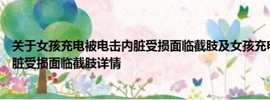 关于女孩充电被电击内脏受损面临截肢及女孩充电被电击内脏受损面临截肢详情