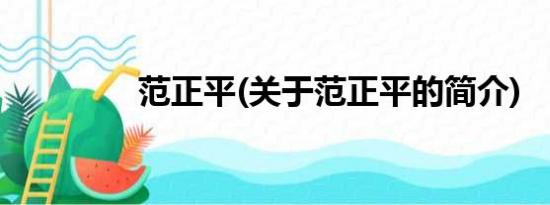 范正平(关于范正平的简介)