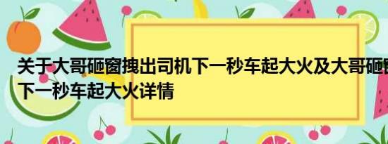 关于大哥砸窗拽出司机下一秒车起大火及大哥砸窗拽出司机下一秒车起大火详情