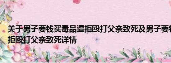 关于男子要钱买毒品遭拒殴打父亲致死及男子要钱买毒品遭拒殴打父亲致死详情