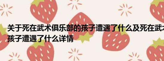 关于死在武术俱乐部的孩子遭遇了什么及死在武术俱乐部的孩子遭遇了什么详情