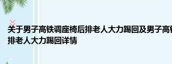 关于男子高铁调座椅后排老人大力踢回及男子高铁调座椅后排老人大力踢回详情