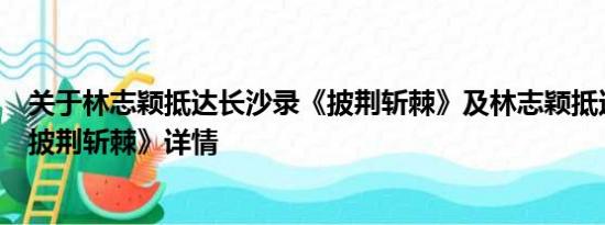 关于林志颖抵达长沙录《披荆斩棘》及林志颖抵达长沙录《披荆斩棘》详情