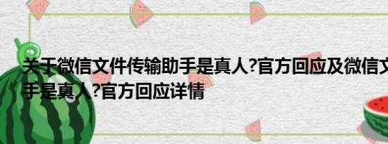 关于微信文件传输助手是真人?官方回应及微信文件传输助手是真人?官方回应详情