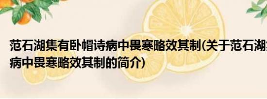 范石湖集有卧帽诗病中畏寒略效其制(关于范石湖集有卧帽诗病中畏寒略效其制的简介)