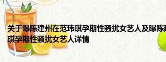 关于曝陈建州在范玮琪孕期性骚扰女艺人及曝陈建州在范玮琪孕期性骚扰女艺人详情