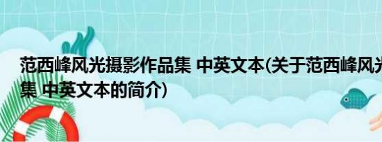 范西峰风光摄影作品集 中英文本(关于范西峰风光摄影作品集 中英文本的简介)