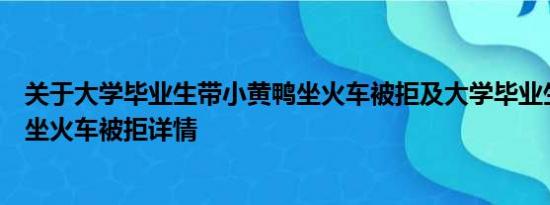 关于大学毕业生带小黄鸭坐火车被拒及大学毕业生带小黄鸭坐火车被拒详情