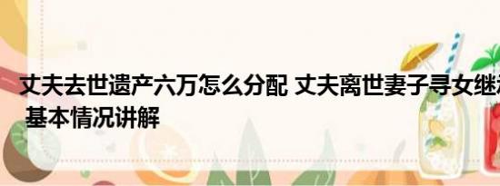 丈夫去世遗产六万怎么分配 丈夫离世妻子寻女继承百万遗产 基本情况讲解