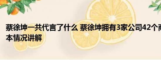 蔡徐坤一共代言了什么 蔡徐坤拥有3家公司42个商务代言 基本情况讲解