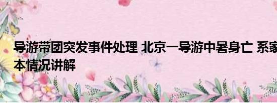 导游带团突发事件处理 北京一导游中暑身亡 系家中独子 基本情况讲解