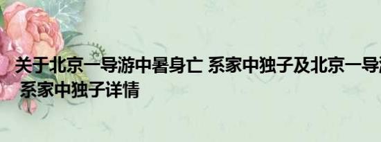 关于北京一导游中暑身亡 系家中独子及北京一导游中暑身亡 系家中独子详情