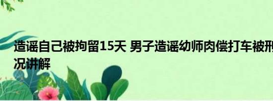 造谣自己被拘留15天 男子造谣幼师肉偿打车被刑拘 基本情况讲解