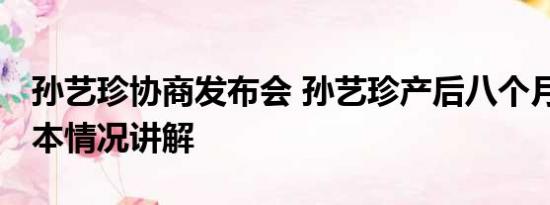 孙艺珍协商发布会 孙艺珍产后八个月开工 基本情况讲解