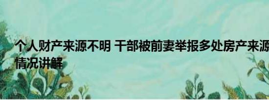 个人财产来源不明 干部被前妻举报多处房产来源不明 基本情况讲解