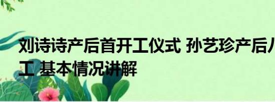 刘诗诗产后首开工仪式 孙艺珍产后八个月开工 基本情况讲解