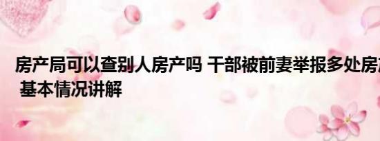 房产局可以查别人房产吗 干部被前妻举报多处房产来源不明 基本情况讲解