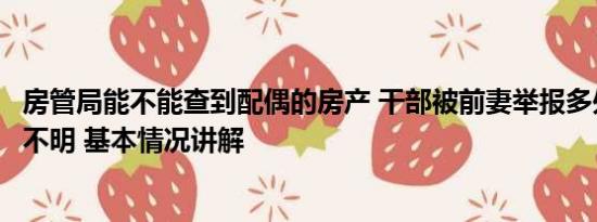 房管局能不能查到配偶的房产 干部被前妻举报多处房产来源不明 基本情况讲解