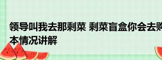 领导叫我去那剩菜 剩菜盲盒你会去购买吗 基本情况讲解