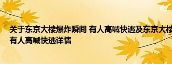 关于东京大楼爆炸瞬间 有人高喊快逃及东京大楼爆炸瞬间 有人高喊快逃详情