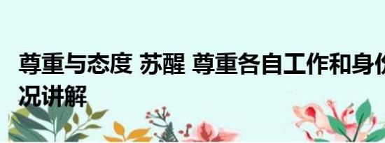 尊重与态度 苏醒 尊重各自工作和身份 基本情况讲解