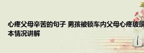 心疼父母辛苦的句子 男孩被锁车内父母心疼玻璃不愿砸 基本情况讲解