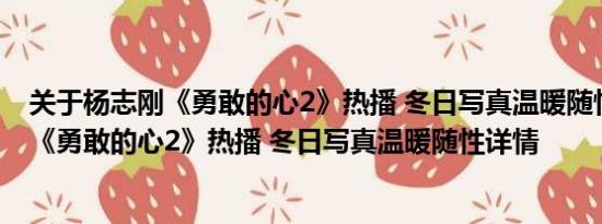 关于杨志刚《勇敢的心2》热播 冬日写真温暖随性及杨志刚《勇敢的心2》热播 冬日写真温暖随性详情