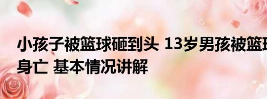 小孩子被篮球砸到头 13岁男孩被篮球架砸中身亡 基本情况讲解