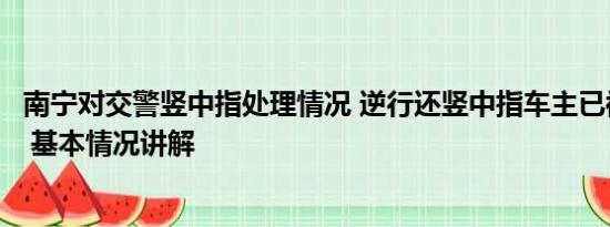 南宁对交警竖中指处理情况 逆行还竖中指车主已被交警查处 基本情况讲解