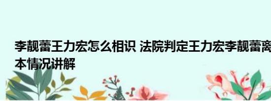 李靓蕾王力宏怎么相识 法院判定王力宏李靓蕾离婚获准 基本情况讲解