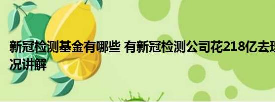 新冠检测基金有哪些 有新冠检测公司花218亿去理财 基本情况讲解