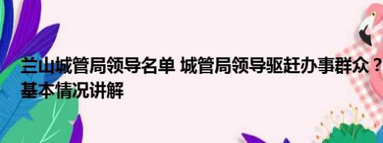 兰山城管局领导名单 城管局领导驱赶办事群众？官方回应 基本情况讲解