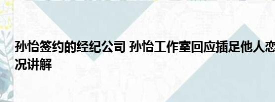 孙怡签约的经纪公司 孙怡工作室回应插足他人恋情 基本情况讲解