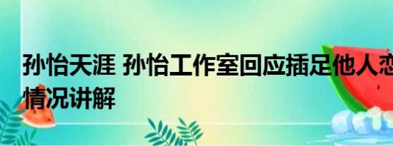 孙怡天涯 孙怡工作室回应插足他人恋情 基本情况讲解