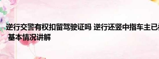 逆行交警有权扣留驾驶证吗 逆行还竖中指车主已被交警查处 基本情况讲解