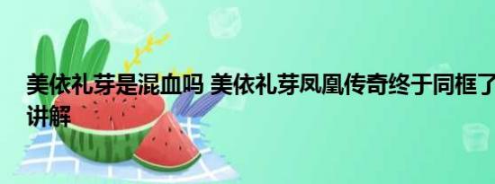 美依礼芽是混血吗 美依礼芽凤凰传奇终于同框了 基本情况讲解