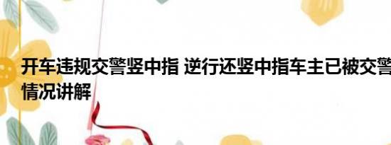 开车违规交警竖中指 逆行还竖中指车主已被交警查处 基本情况讲解