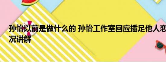 孙怡以前是做什么的 孙怡工作室回应插足他人恋情 基本情况讲解