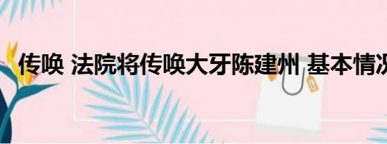 传唤 法院将传唤大牙陈建州 基本情况讲解