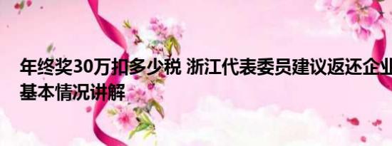 年终奖30万扣多少税 浙江代表委员建议返还企业高管个税 基本情况讲解