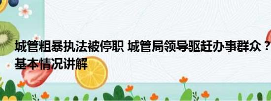 城管粗暴执法被停职 城管局领导驱赶办事群众？官方回应 基本情况讲解