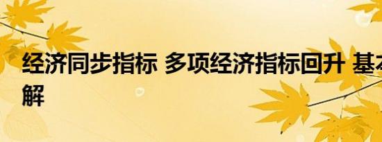 经济同步指标 多项经济指标回升 基本情况讲解