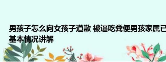 男孩子怎么向女孩子道歉 被逼吃粪便男孩家属已接受道歉 基本情况讲解