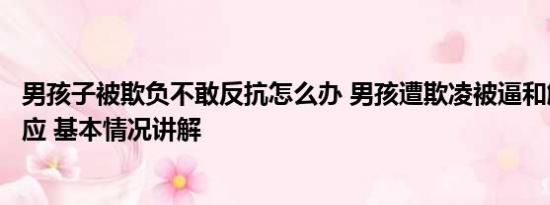 男孩子被欺负不敢反抗怎么办 男孩遭欺凌被逼和解？官方回应 基本情况讲解