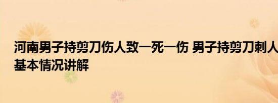 河南男子持剪刀伤人致一死一伤 男子持剪刀刺人致1死1伤 基本情况讲解