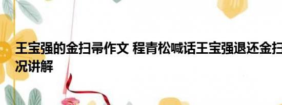 王宝强的金扫帚作文 程青松喊话王宝强退还金扫帚 基本情况讲解